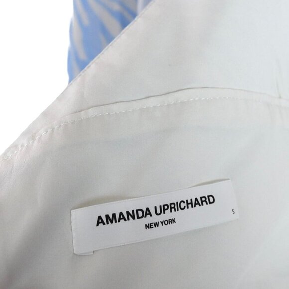 Amanda Uprichard Blue Floral Tie Back Top S Sheer High Neck Romantic *Minor Flaw - Picture 6 of 11